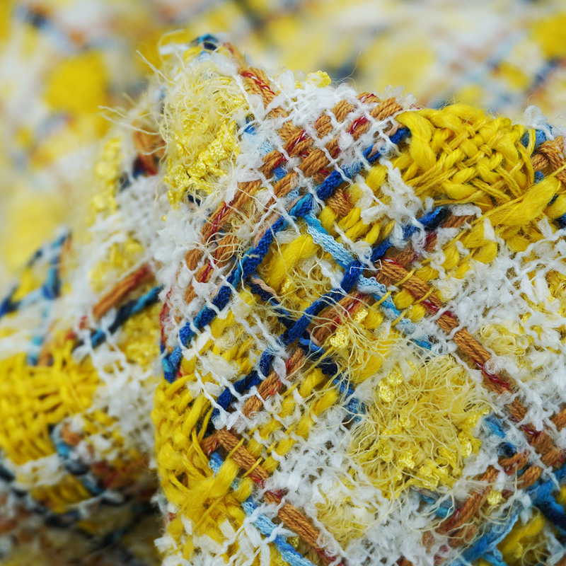 Sewing Tweed Fabric - Vibrant Style Yellow Multicolor Yarn Букле