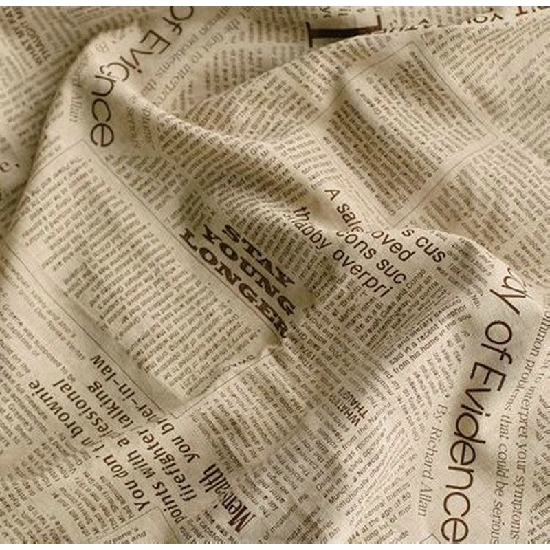 Sewing Tweed Fabric - 50X150Cm Retro Tờ Báo In Chữ