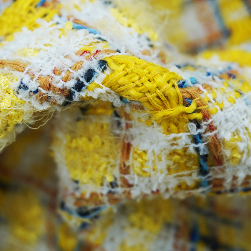 Vibrant Style Yellow Multicolo - đánh giá và giá Sewing Tweed Fabric