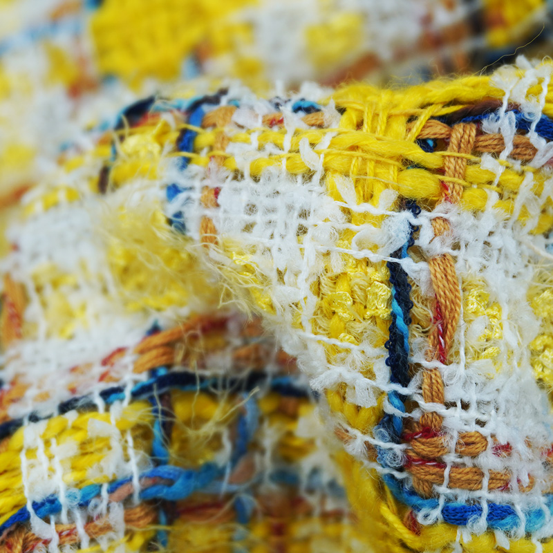 Vibrant Style Yellow Multicolo - đánh giá và giá Sewing Tweed Fabric
