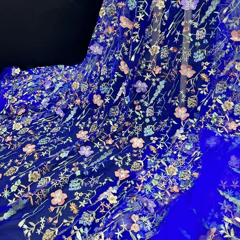 3D Floral Embroidered Tulle Fa - đánh giá và giá Textile And Sewing Materials