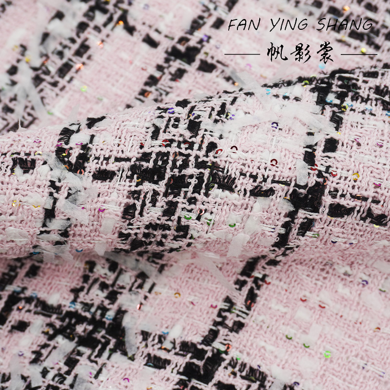 Pink Classical Big Plaid Color - đánh giá và giá Sewing Tweed Fabric