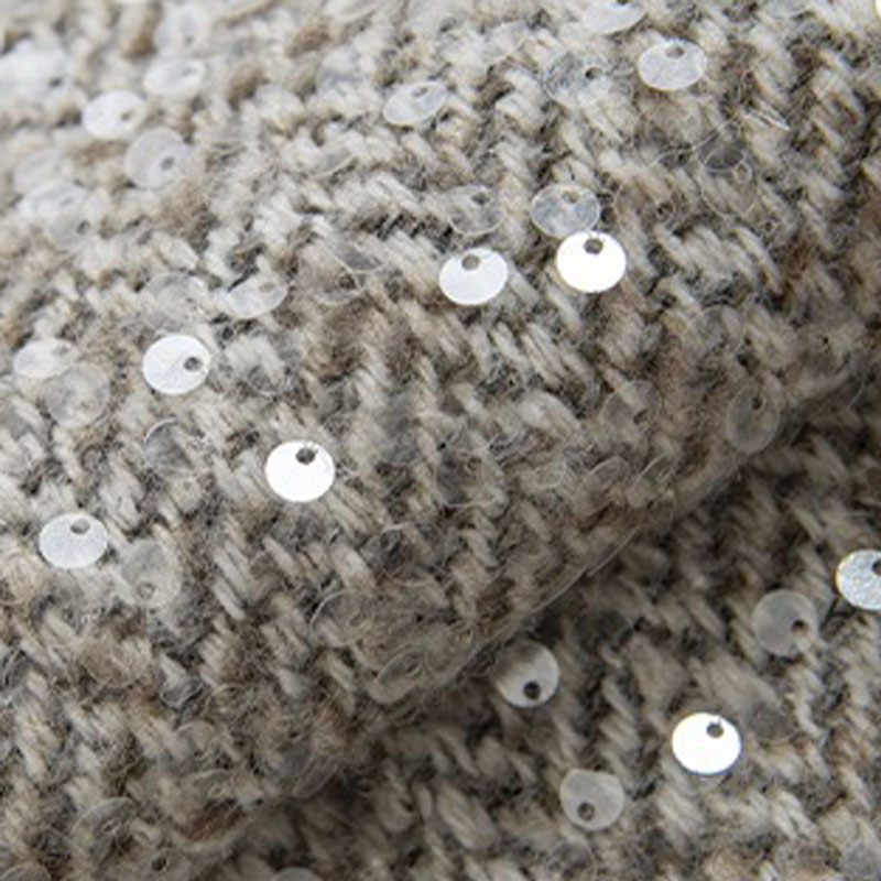Light Grey With Sequin Yarn-Dy - đánh giá và giá Sewing Tweed Fabric
